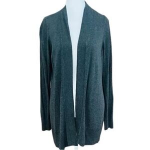 White House Black Market Gray/silver Lightweight Open Front Sweater size Medium